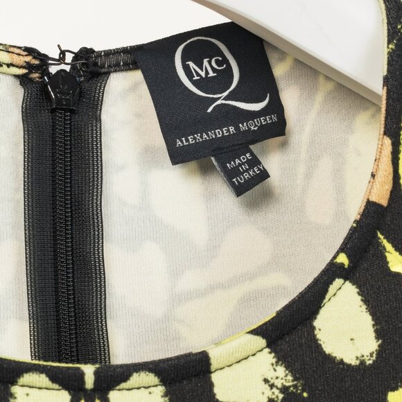 McQ Alexander McQueen Neon-Green Camouflage-Print Jersey Bodycon Dress - Picture 9 of 11